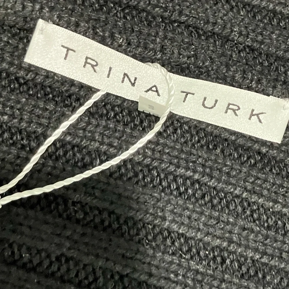 NWT Trina Turk Black Ribbed Knit Neck Gaiter Silk Cashmere Blend